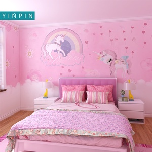 Papel Tapiz 3D Impermeable con Unicornios Rosas para Niñas, Decoración del Hogar - Product Image 4