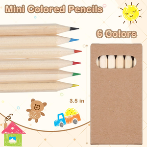 Lápices de Colores Promocionales Personalizados de 3.5 Pulgadas, Mini Juego de Lápices de Colores con Logotipo Personalizado, Lápices de Madera con Caja de Papel Kraft - Product Image 3