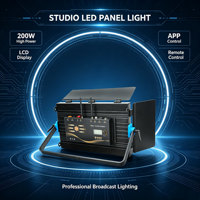 Luz de panel LED plana de estudio de 200W, luz de relleno de alta luminosidad, luz diurna equilibrada, control remoto por aplicación, portátil, voltaje universal, para transmisiones en vivo