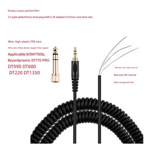 Pour Sony 7506 câble Audio de connexion de fil à ressort strictement applicable pour <span class=keywords><strong>DT770</strong></span> & DT990 avec prise 3.5mm pour l'entretien DT1350 - Product Image 4