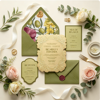 Carte de vœux en papier d'art gaufré avec impression numérique couleur, invitation de mariage, design de motif en relief 3D de luxe, haute qualité, épaisse