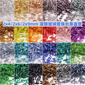 <span class=keywords><strong>Cuentas</strong></span> de tubo recto de vidrio relleno de plata de 2x4/2x6/2x9mm, joyería artesanal de Navidad ecológica, accesorios hechos a mano, <span class=keywords><strong>cuentas</strong></span> sueltas - Product Image 4