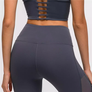 Venta al por mayor de malla personalizada Yoga Leggings entrenamiento gimnasio Leggings de cintura alta para las mujeres - Product Image 4