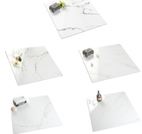 Carreaux de sol en céramique effet marbre blanc de Carrare brillant 600x600mm - Antidérapants, résistants à l'usure, design moderne pour salle de bain, école, sous-sol