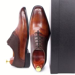 Chaussures en cuir pour hommes 2026 Brook Oxford, style patchwork, formelles, britanniques, à enfiler, bout pointu, vente en gros transfrontalière - Product Image 1