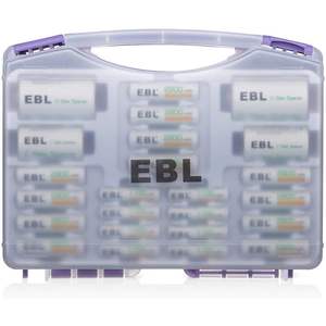 Caja de Pilas EBL Super Power Morada Incluye 12 Pilas AA y 8 Pilas AAA 2 Adaptadores C/D - Product Image 1