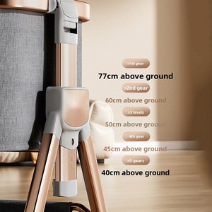 Culla di Lusso a Dondolo per Neonati con <span class=keywords><strong>Sponde</strong></span> Pieghevoli Cestino e Giostrina per Uso Esterno Ospedaliero e da Pranzo - Product Image 6