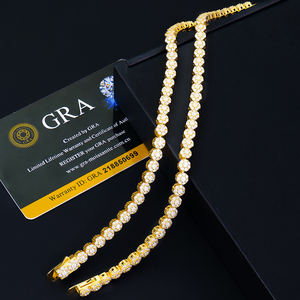 Bracelet Tennis de Luxe au Design Élégant, Plaqué Or 14k 18k, Moissanite Ronde Taille Brillant Couleur D VVS, Bijou Cadeau pour Fête - Product Image 1