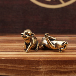 Brass Zodiac Pig Figurine Antique Bronze Finish Home <b>Decor</b> Tabletop Ornament Chinese New Year Gift - Product Image 3