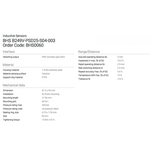Thương hiệu Mới cao áp kháng BHS B249V-PSD25-S04-003 thứ tự mã: bhs0060 cảm biến chuyển đổi quang điện gần cảm ứng - Product Image 3