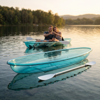 Kayak transparent en PC cyan de 3 m, canoë transparent pour 2 personnes, bateau romantique pour couples, idéal pour les centres de villégiature, vente en gros pour les agences de voyage