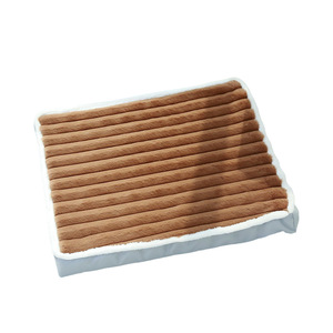 Thickened Pet Mat Rectangle Striped Plush Dog <b>Bed</b> Four Seasons Use Hand Wash Polyester Fiber Fill - Product Image 3