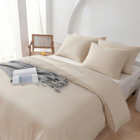 Ensemble de housse de couette 3 pièces en fibre de bambou 100% tissée unie, 400 fils, écologique, rafraîchissant, tailles hôtelières, drap-housse, drap plat et 2 taies d'oreiller