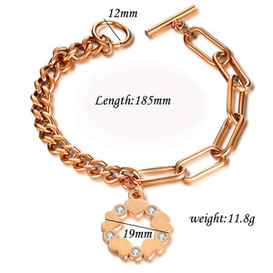 Pulsera de Cadena en Oro Rosa con Colgante de Diamante, Joyería para Uso Diario Masculino - Product Image 5