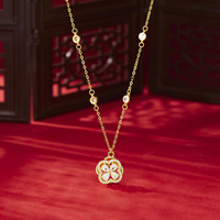 Collier en argent S925 plaqué or avec zircon en forme de fleur, style chinois léger et luxueux, pendentif de mariage pour femme, collier de clavicule