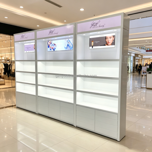 Vitrine de présentation de cosmétiques LED personnalisée avec rangement verrouillable, étagères multi-niveaux pour magasin de proximité - Product Image 1