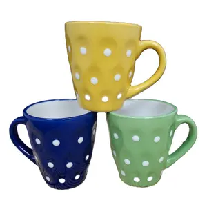 Tazza in ceramica Taza smaltata dipinta a mano con punti 7oz piccola colazione tazza da caffè al latte fornitore tazze Home Restaurant Hotel