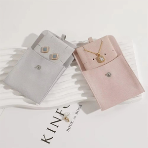 Pochette d'emballage pour bijoux en microfibre 8*8cm avec insert pour collier 6*6cm, style moderne de haute qualité, logo personnalisé - Product Image 5