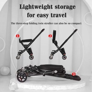 Carrito Doble para Bebés JXB a Precio Económico, con 4 Ruedas <span class=keywords><strong>de</strong></span> Goma, Plegado Rápido y Pedal Ajustable - Product Image 4