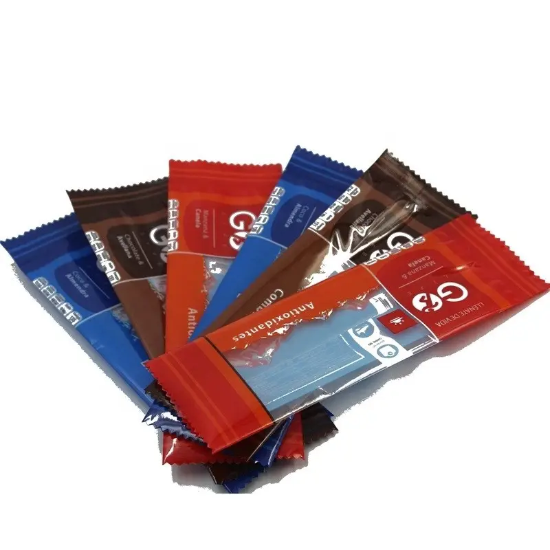 Customized 3-Sided Sealed Mylar Bag Flat Candy Pouch for Protein Bar and Chocolate Bar Packaging Smell-Proof Plastic Packaging