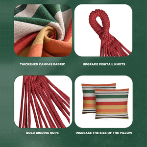 Hamaca resistente para colgar en interiores, cuerda de algodón, columpio redondo, hamaca de lona gruesa con almohadas - Product Image 3