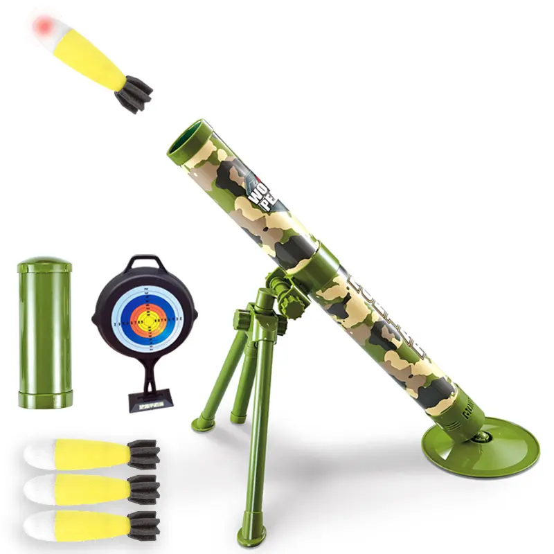 Conchas ao ar livre Lançamento Soft Bullet Guns Rotatable 360 Rotation Camouflage Mortars Shooting Rocket Launcher Brinquedos Para Crianças