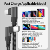 Câble USB-C vers USB-C en nylon tressé de qualité OEM, 10 pieds, 60W, à angle droit, 3M, noir, charge rapide pour Phone 17/17 Pro/16/15