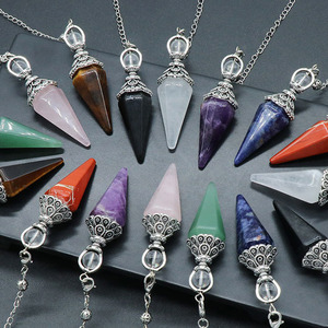Pendule en pierre de quartz naturelle, gyroscope, pendule en cristal, pyramide hexagonale pour la méditation, bijoux énergétiques - Product Image 2