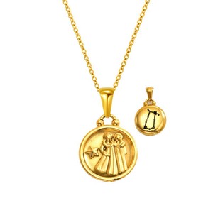 Collar con Colgante del Zodiaco de Doble Cara, Chapado en Oro de 18K, Acero Inoxidable, Resistente al Agua, PVD, Sin Deslustre, Elegante Joyería - Product Image 6