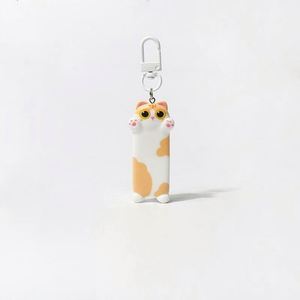 Cute Kawaii <b>Anime</b> Cat <b>Keychain</b> Resin Cartoon Long Cat Mobile Phone Chain Pendant PVC Rubber Decor Accessories for Couples - Product Image 6