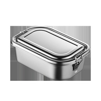 Boîte à bento rectangulaire à double étage en acier inoxydable 304 personnalisable avec compartiments et fermeture hermétique