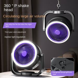 Ventilador de escritorio portátil multifuncional alimentado por USB 5V refrigeración por aire para el hogar coche al aire libre <span class=keywords><strong>Camping</strong></span> luz nocturna sacudiendo la función de cabeza - Product Image 5