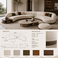 Ensemble de canapés modulaires incurvés de luxe, design moderne, sectionnel en forme de croissant, rembourré en velours capitonné, pour villas et appartements
