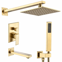 Ensemble de robinetterie de douche encastrée multifonction pour baignoire, avec douchette à main, pommeau de douche cascade et fonction pluie