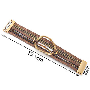 Pulsera <span class=keywords><strong>de</strong></span> Mujer con Cuentas <span class=keywords><strong>de</strong></span> Cristal y Cuero PU Multicapa, Piezas Geométricas <span class=keywords><strong>de</strong></span> Aleación, Cierre Magnético, Joyería Elegante - Product Image 2