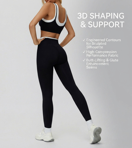 <span class=keywords><strong>Completo</strong></span> Yoga Seamless a Costine Effetto Nudo Under Lulu: Reggiseno Sportivo e Leggings a Vita Alta Anti-Squat con Controllo Pancia - Set 2 Pezzi per <span class=keywords><strong>Palestra</strong></span> - Product Image 4