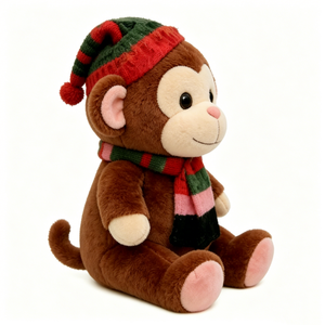 Decoración festiva personalizada de mono adorable para dormitorio, juguete suave de mono navideño seguro para niños pequeños - Product Image 1