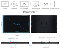 Süper ince 7 "inç IPS ekran taşınabilir monitör bilgisayar 1024pi HD-MI oyun monitör için Pi 4/3/2 raspxbox xbox/PS4