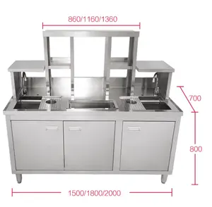 맞춤형 스테인레스 스틸 버블 티 서빙 냉동 커피 카운터 준비