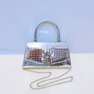 Luxury Designer Chain <b>Bag</b> with Crocodile Texture Top Handle and Buckle Decoration Elegant <b>Evening</b> Banquet Handbag - Product Image 5