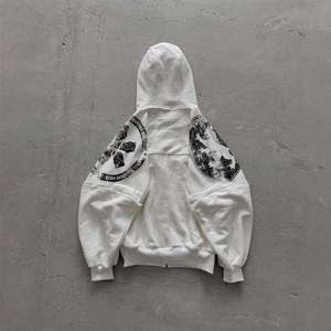 Vente en gros OEM, Sweat à capuche pour homme personnalisé, en molleton bouclette de coton biologique, délavé à la pierre et à l'acide, avec grande fermeture éclair, coupe ajustée et oversize - Product Image 2