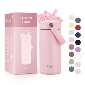 Back to School 14 盎司迷你儿童水瓶，带吸管盖，保温不锈钢水瓶，适合幼儿，可定制徽标 - Product Image 1