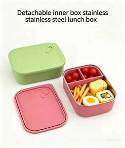Boîte à lunch rectangulaire en acier inoxydable sans BPA, avec compartiments amovibles en silicone, capacité 1200 ml, design moderne. - Product Image 5