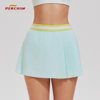 Jupe-short de tennis plissée 2-en-1 pour femme avec ceinture contrastante et short intégré, personnalisable avec logo