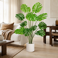 Plante artificielle Monstera Deliciosa, feuillage vert brillant, pot blanc, style Japandi Scandi, décoration naturelle pour salon, plante artificielle Monstera en gros