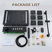 Robinet thermostatique dissimulé de luxe en acier inoxydable 20*14 pouces, cinq fonctions, lumière LED, tige réglable, pour hôtel, transfrontalier