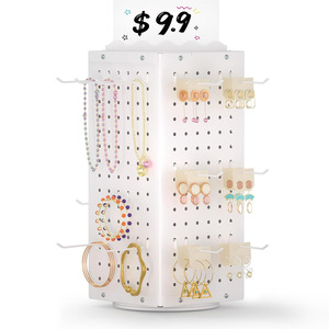 <b>Rotating</b> Pegboard <b>Display</b> Rack For Jewelry Keychains Desktop Vertical Plastic Storage And <b>Display</b> <b>Stand</b> - Product Image 5