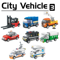 XR DRSTAR Juego de 20 Piezas de Bloques de Construcción Mini de Autobús Urbano y Coche de Policía, Ladrillos de Plástico Compatibles con Lego, Juguete Educativo DIY, Regalo para Niños