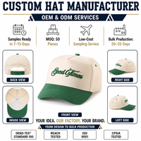 Casquette de baseball bicolore en toile à 5 panneaux avec logo brodé 3D en lettres vert sauge, bord imprimé floral, personnalisable et ajustable – Vente en gros