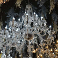 Lustre en cristal de métal argenté doré, décoration de salle de fête de mariage, suspension à LED, décoration de plafond